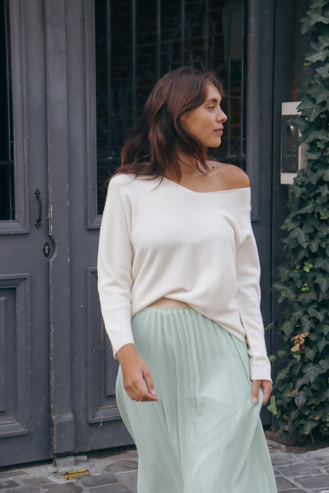 Pull col v Andréa ECRU