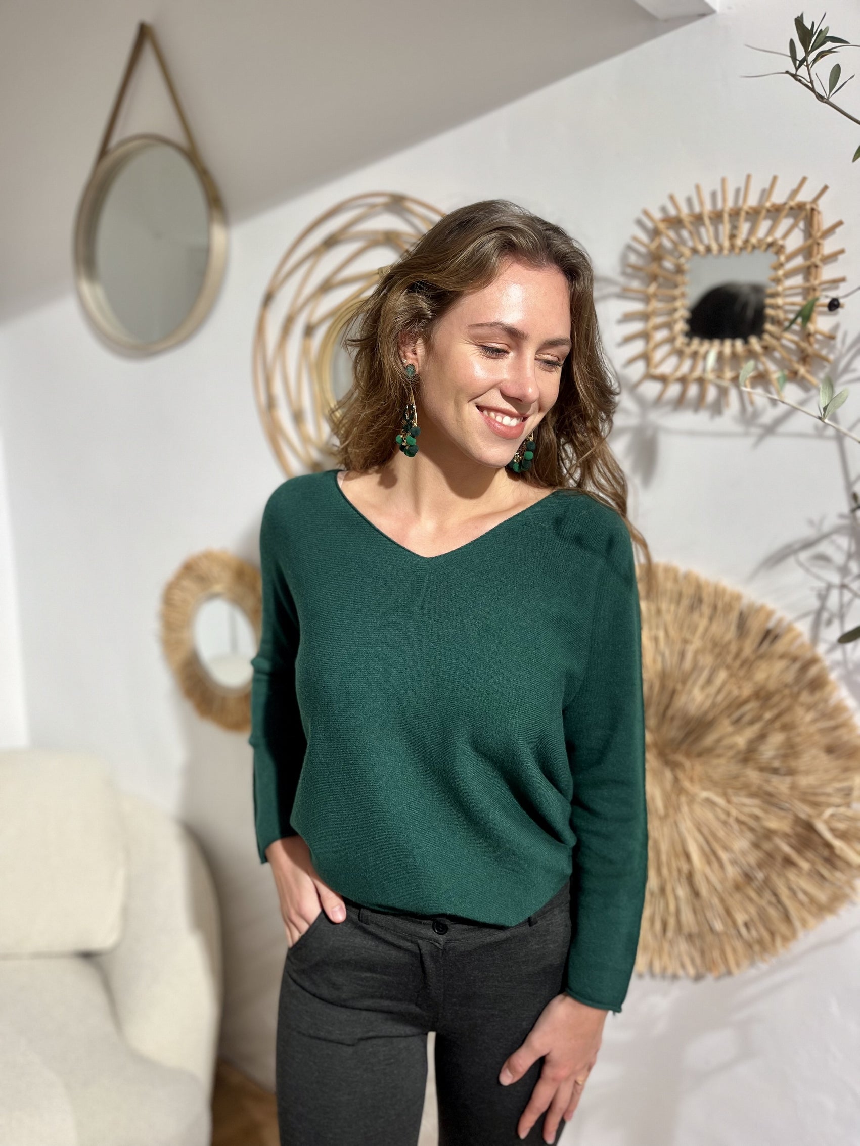 Pull col v Andréa VERT GUCCI