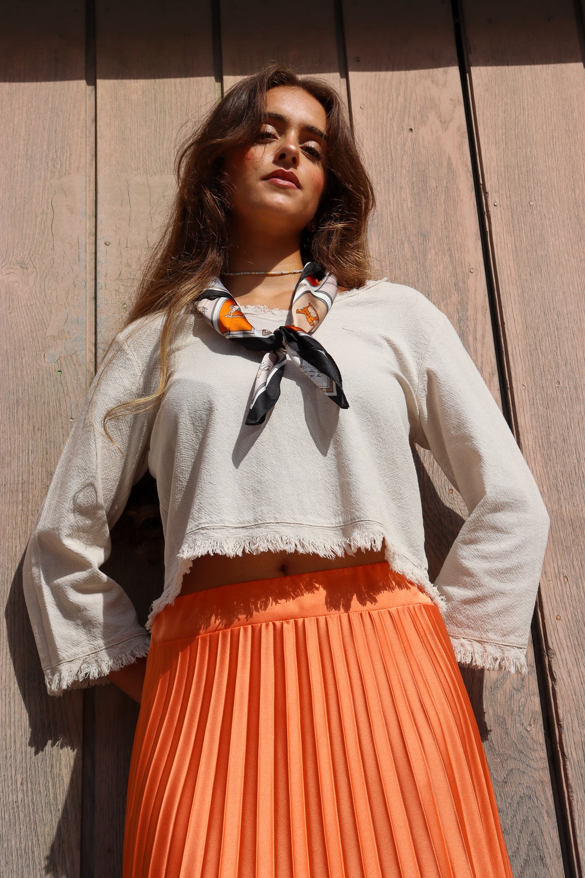 Pull coton frangé Léonie SABLE