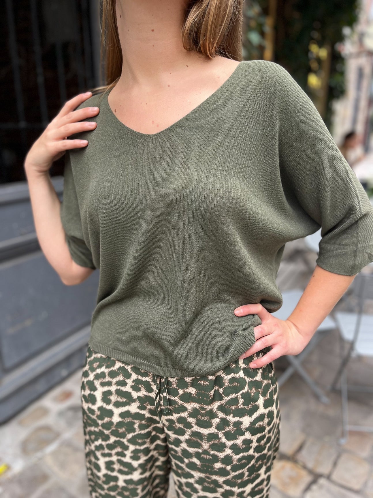 Pull manches chauve-souris Lili KAKI