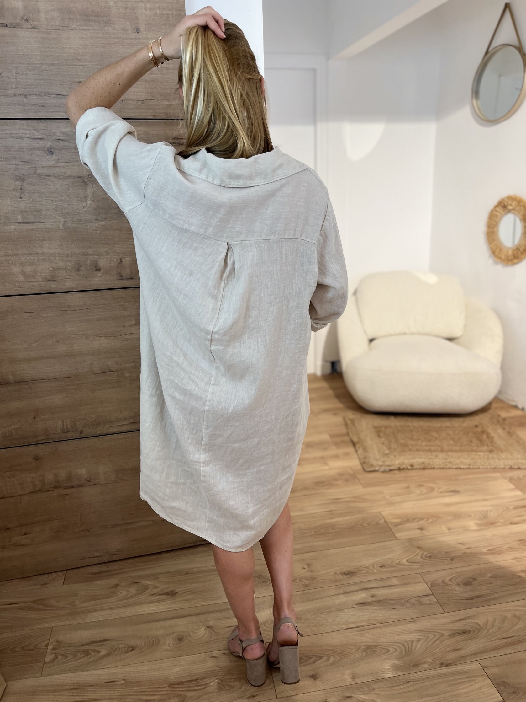 Robe courte lin Aglaé BEIGE