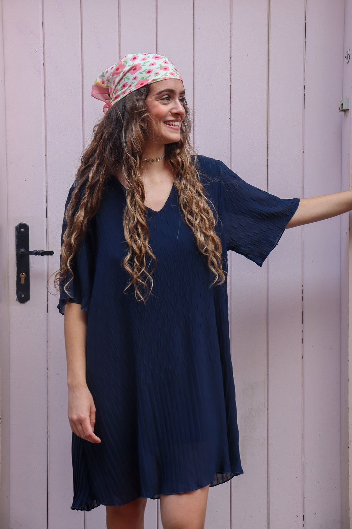 Robe courte plissée Rahma MARINE