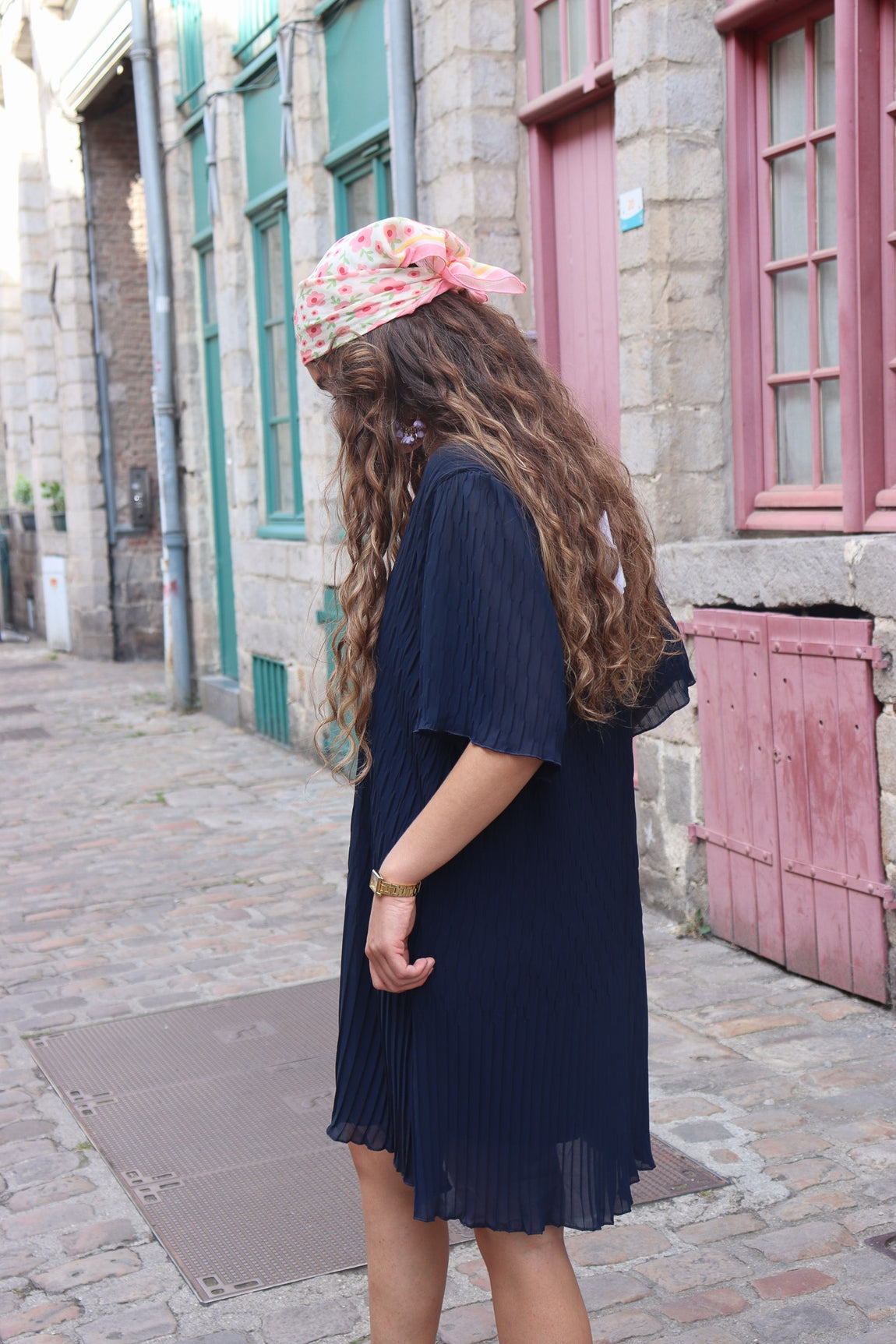 Robe courte plissée Rahma MARINE