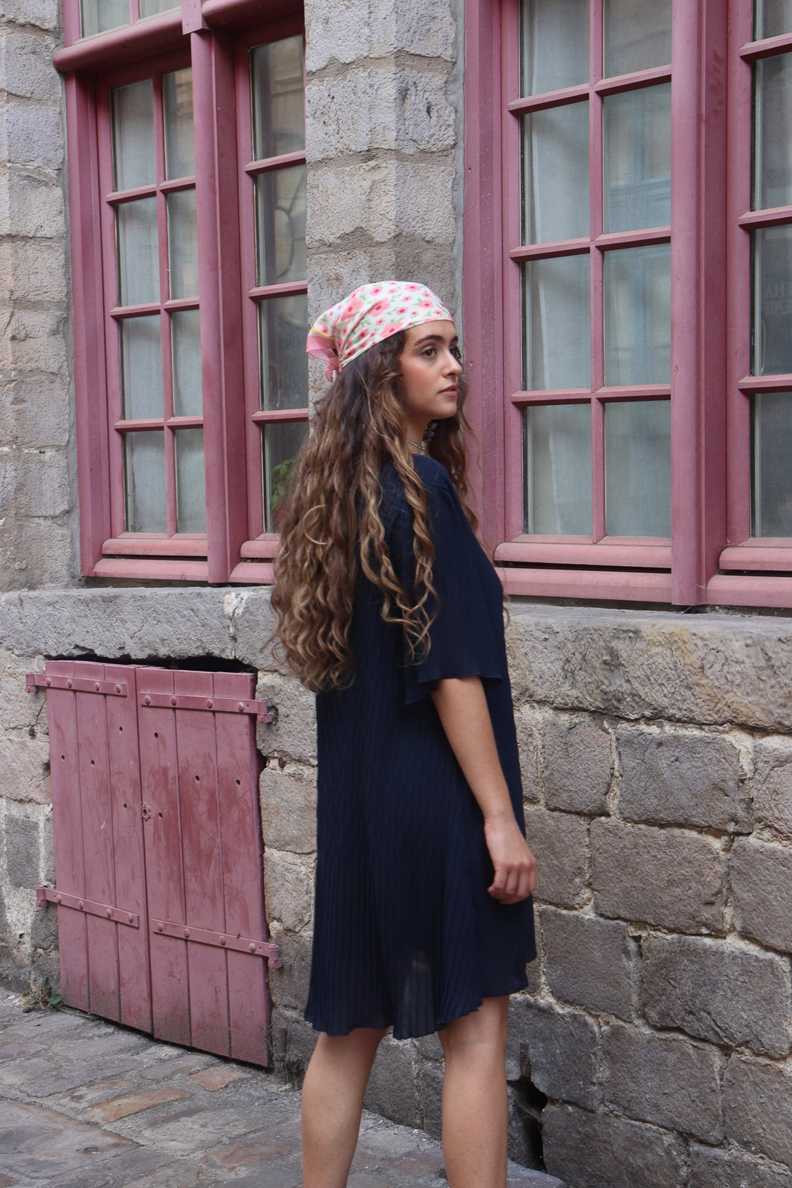 Robe courte plissée Rahma MARINE