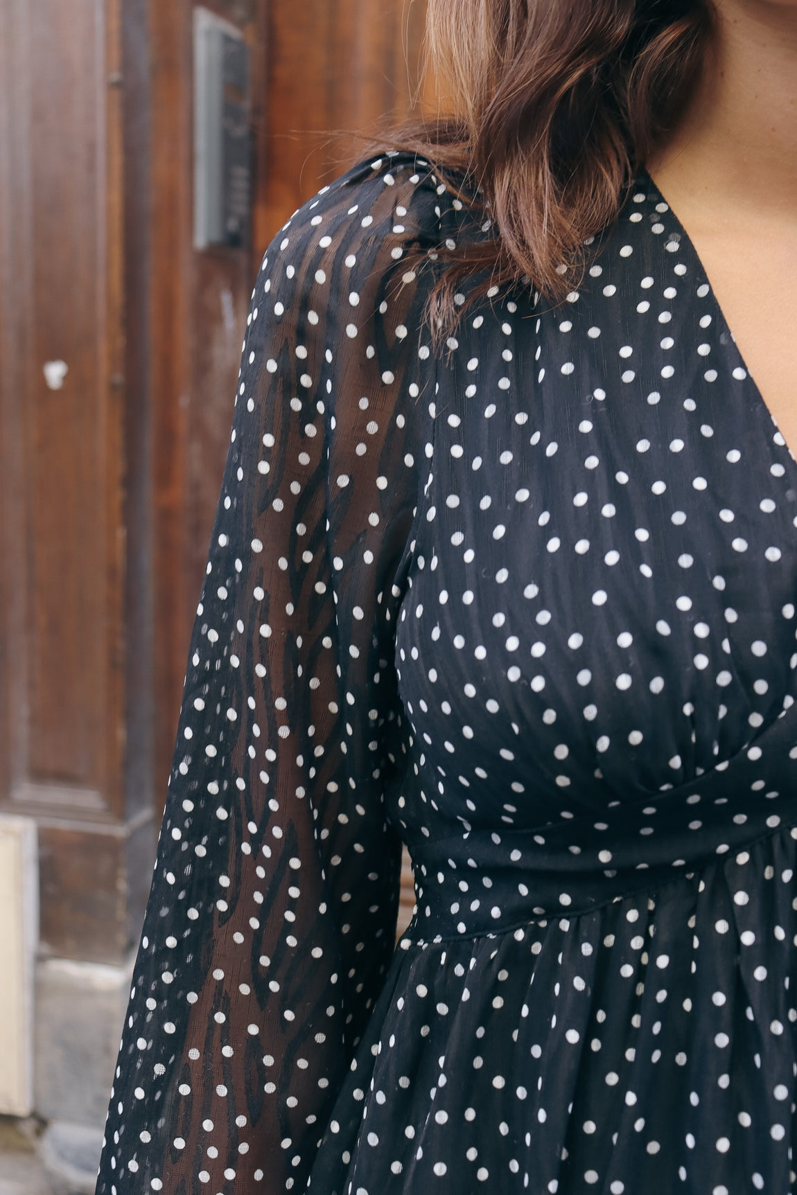 Robe fluide pois transparents NOIR POIS BLANC