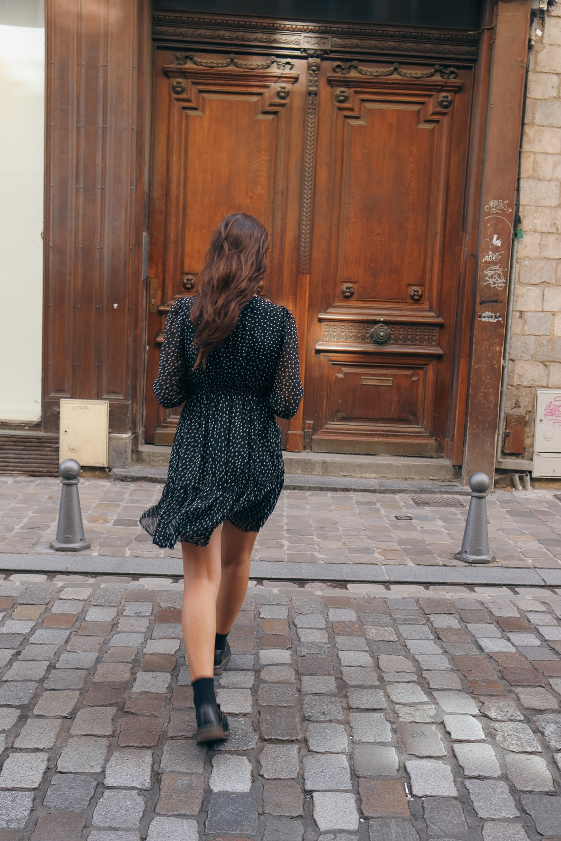 Robe fluide pois transparents NOIR POIS BLANC