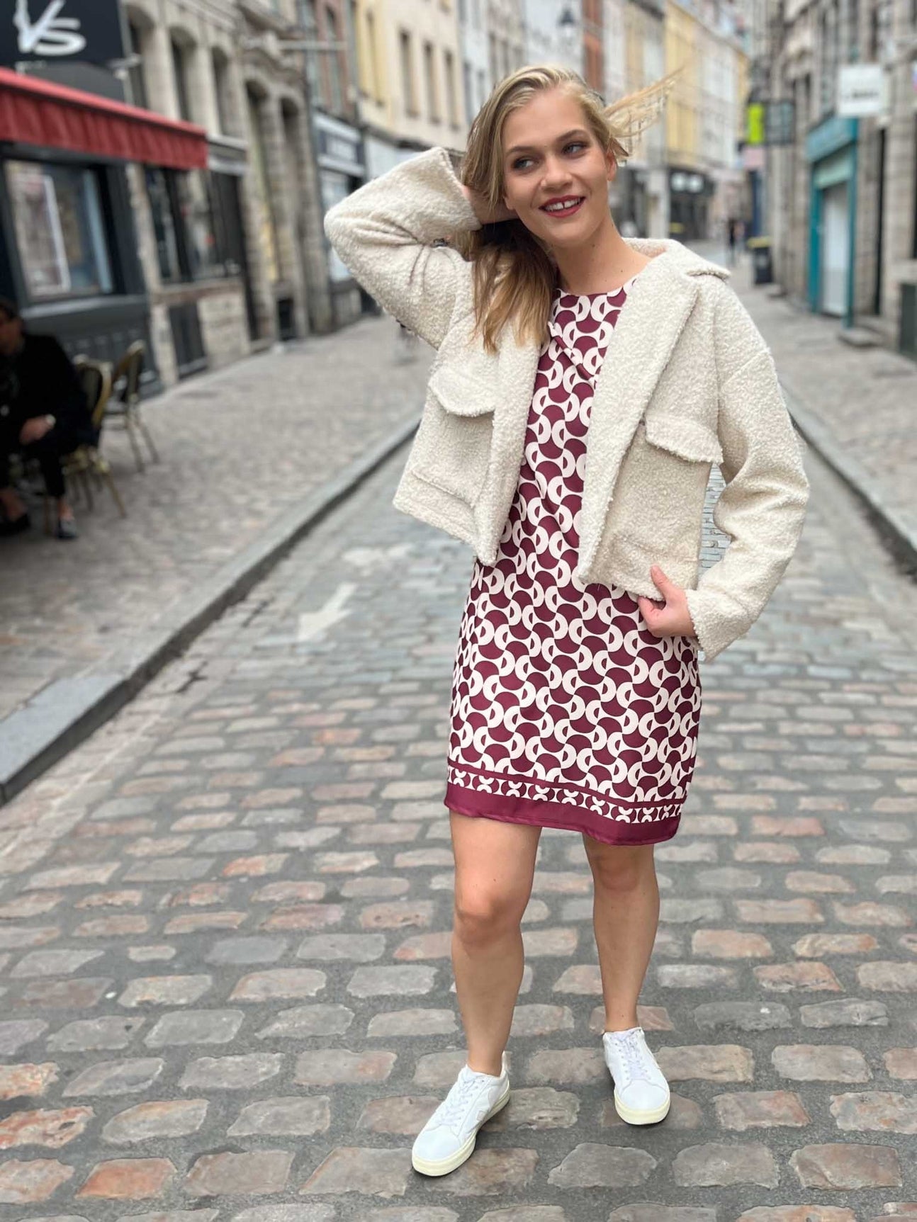 Robe imprimée graphique Danie BORDEAUX