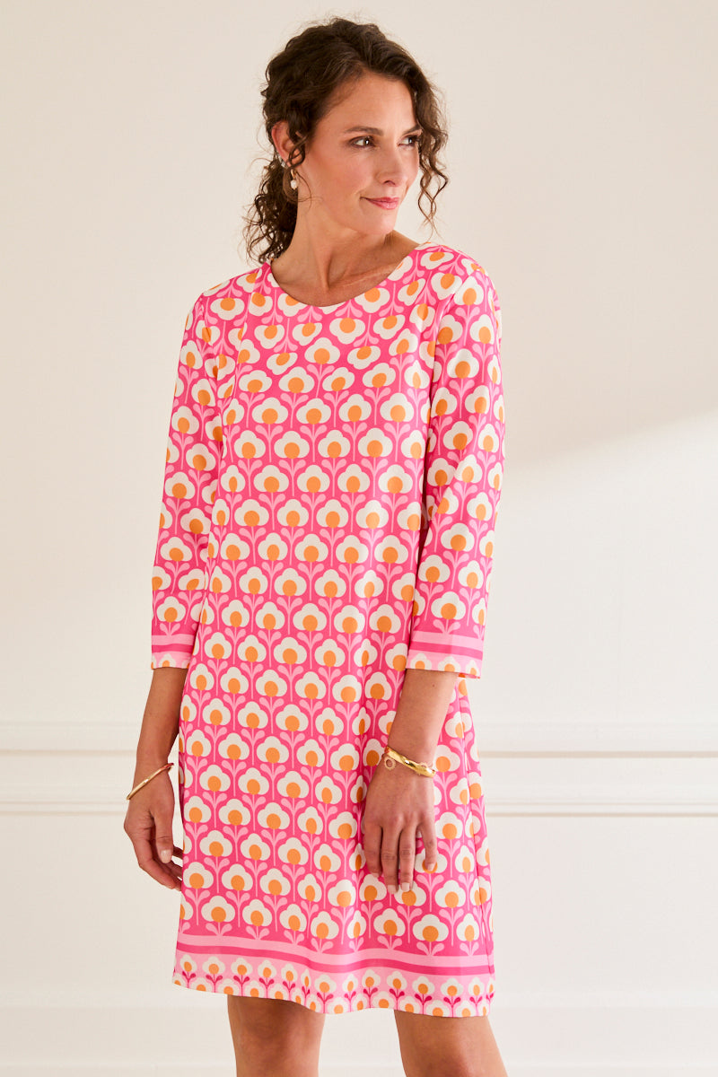 Robe imprimée graphique Danie FRAMBOISE/ORANGE