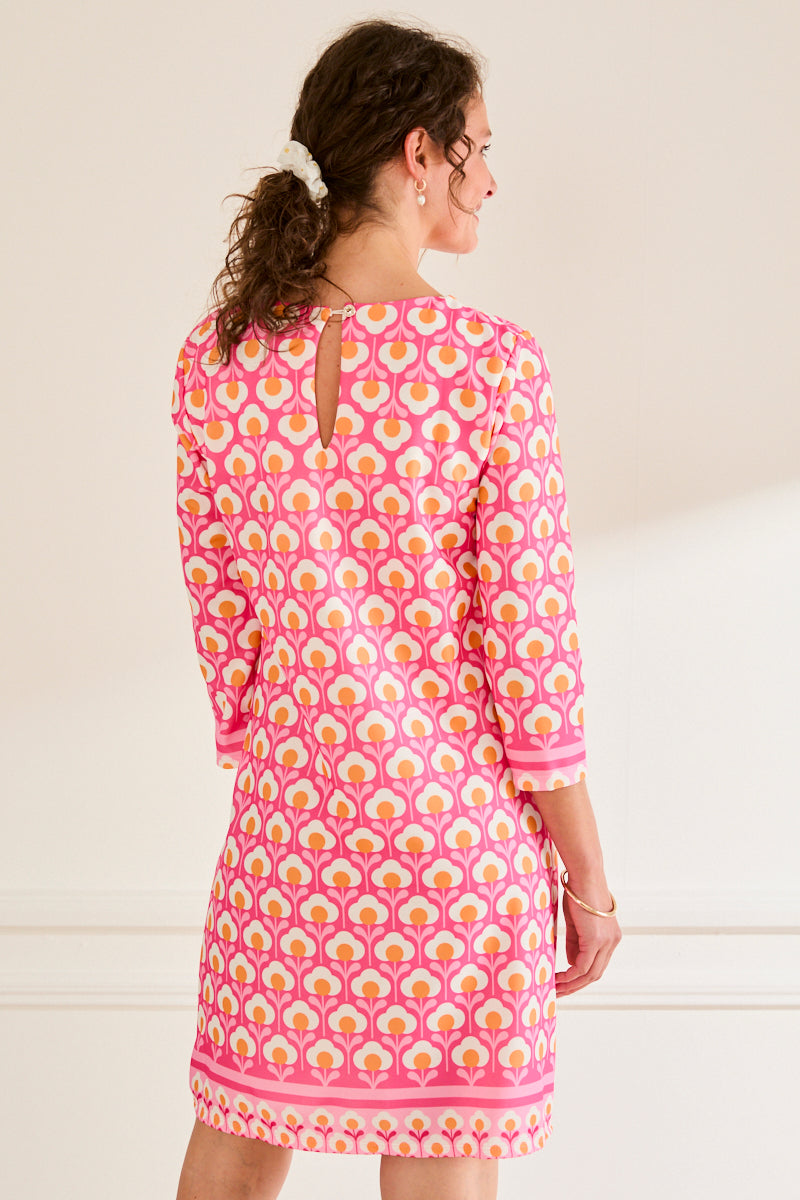 Robe imprimée graphique Danie FRAMBOISE/ORANGE