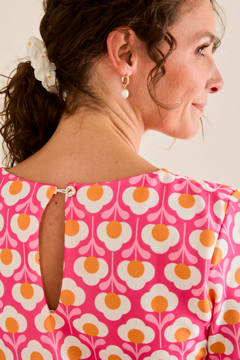 Robe imprimée graphique Danie FRAMBOISE/ORANGE