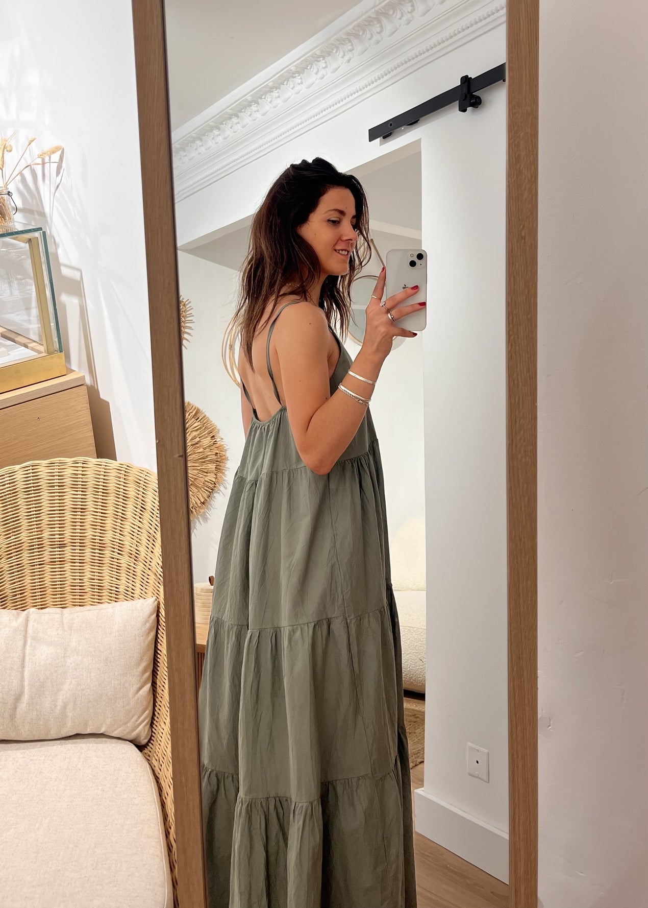 Robe longue en coton Stéphanie KAKI CLAIR