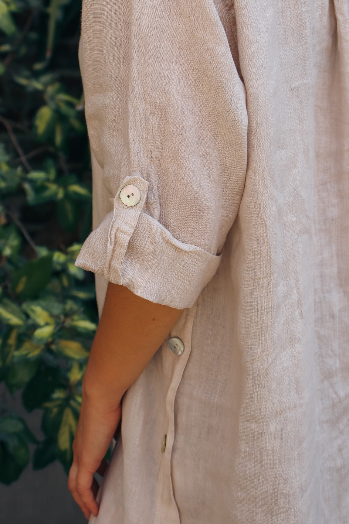 Robe longue en lin églantine BEIGE