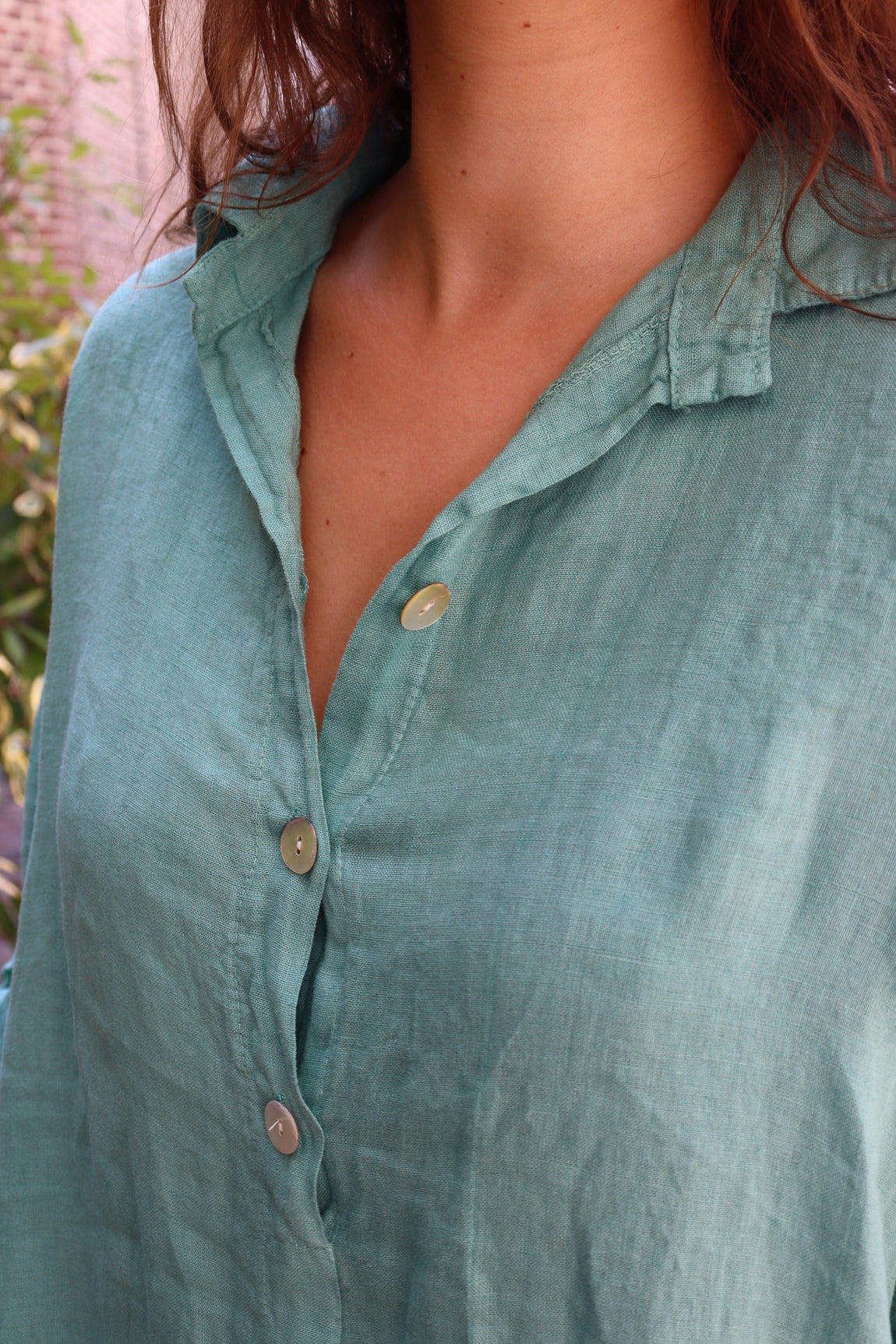 Robe longue en lin églantine MENTHE