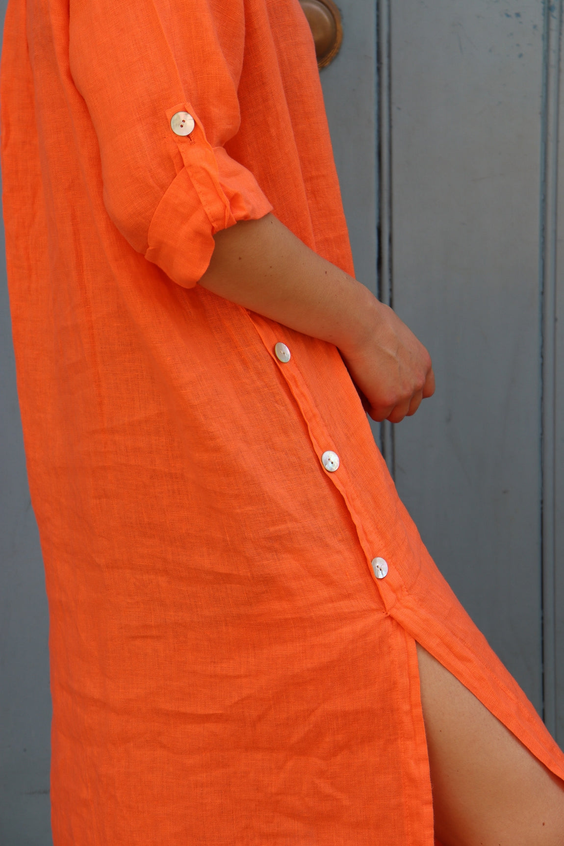 Robe longue en lin églantine ORANGE