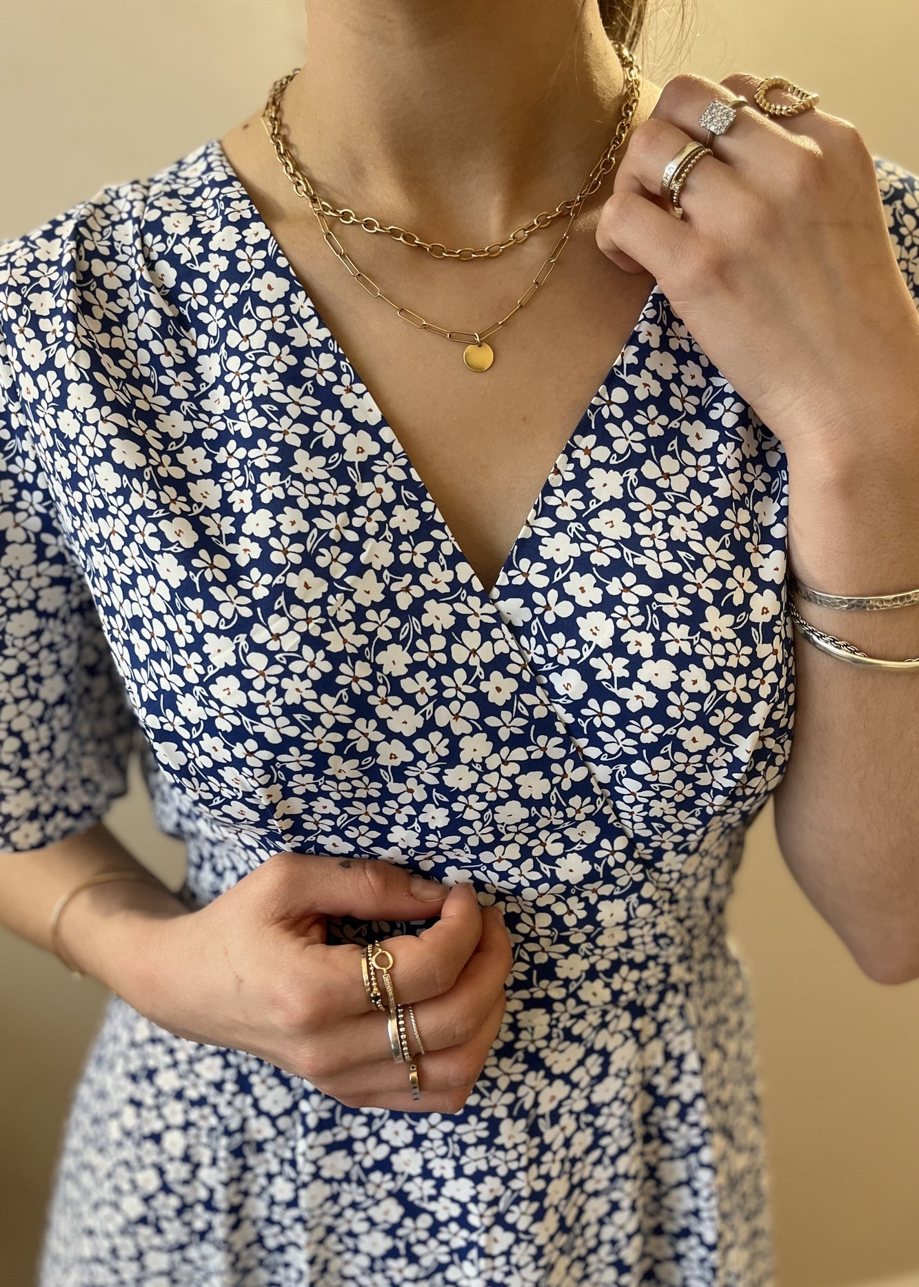 Robe longue fleurie BLEU IMP
