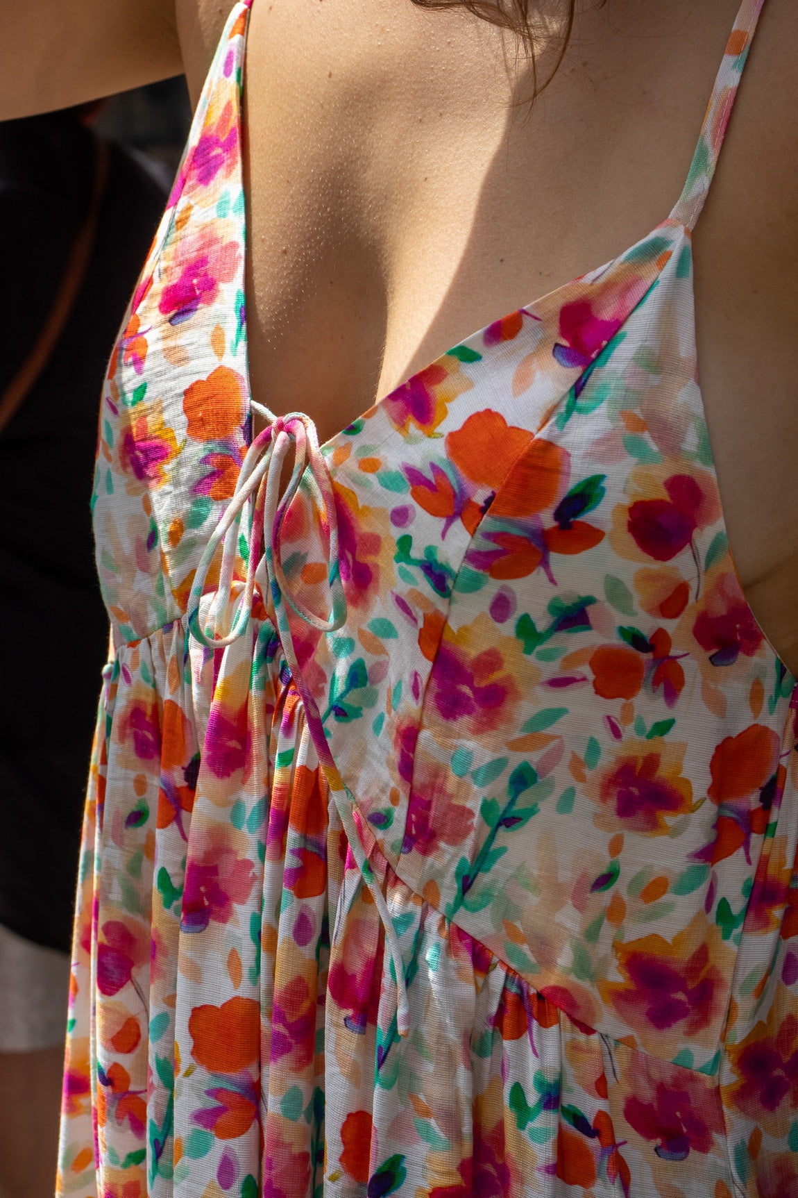 Robe longue fluide dos nu - imprimé floral ORANGE IMP