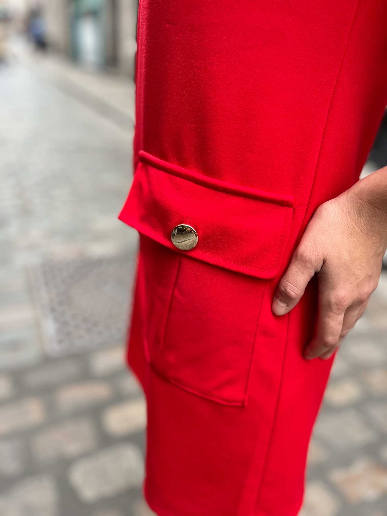 Robe poches boutons Fanny - coupe évasée ROUGE 25/26
