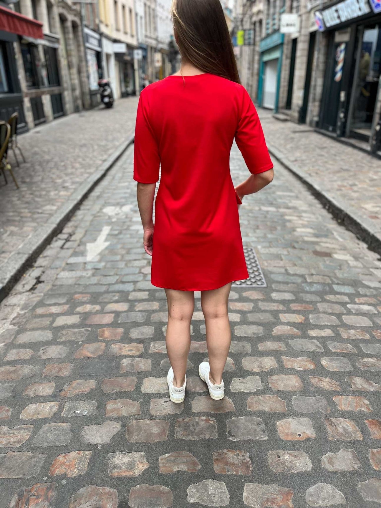 Robe poches boutons Fanny - coupe évasée ROUGE 25/26