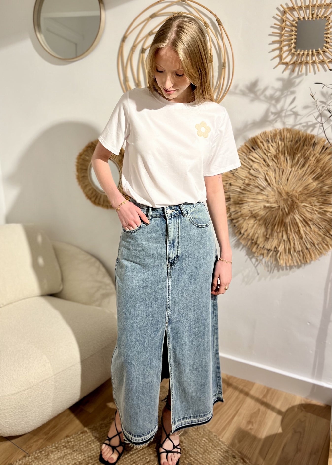 Tee-shirt flower BLANC