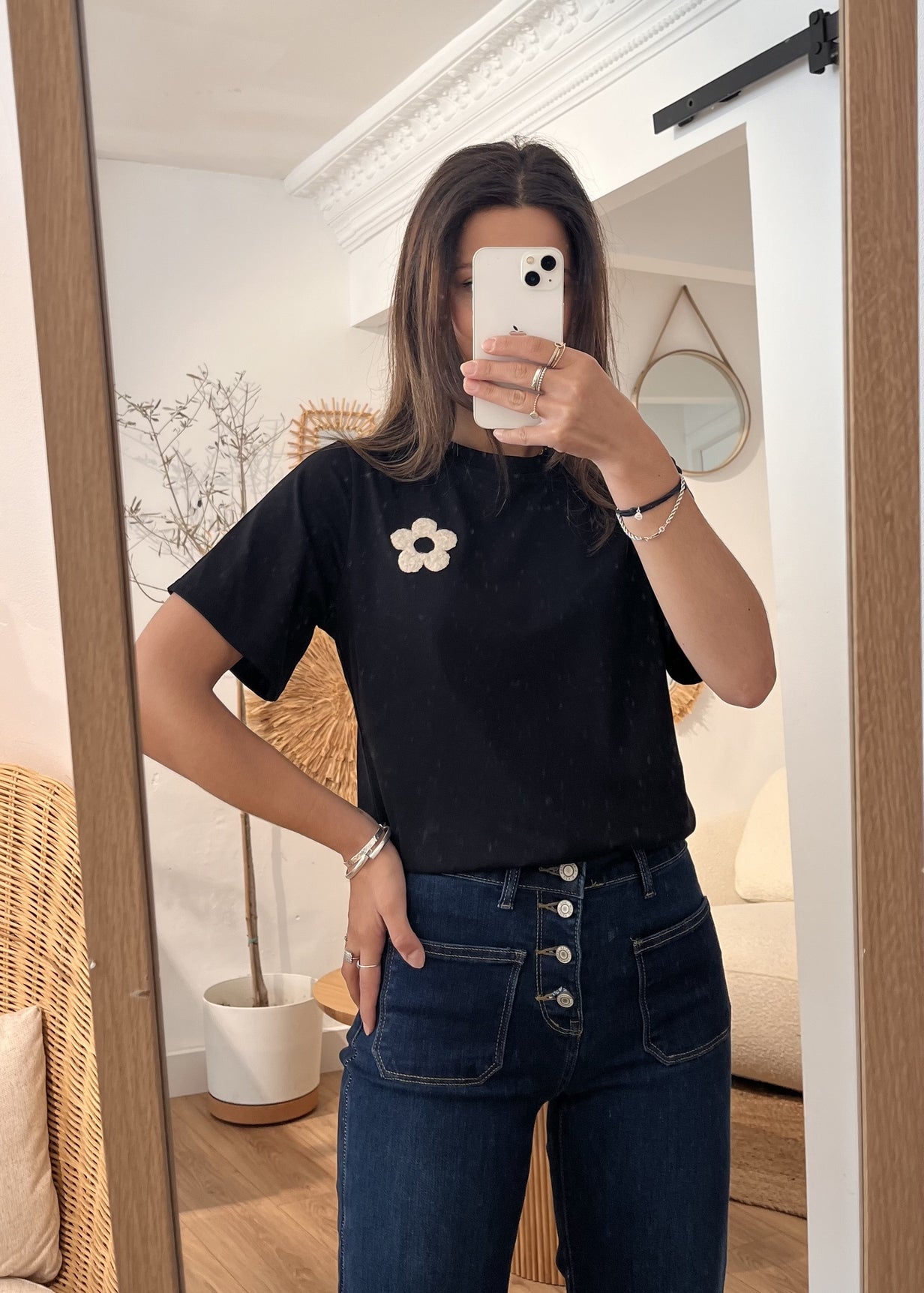 Tee-shirt flower NOIR