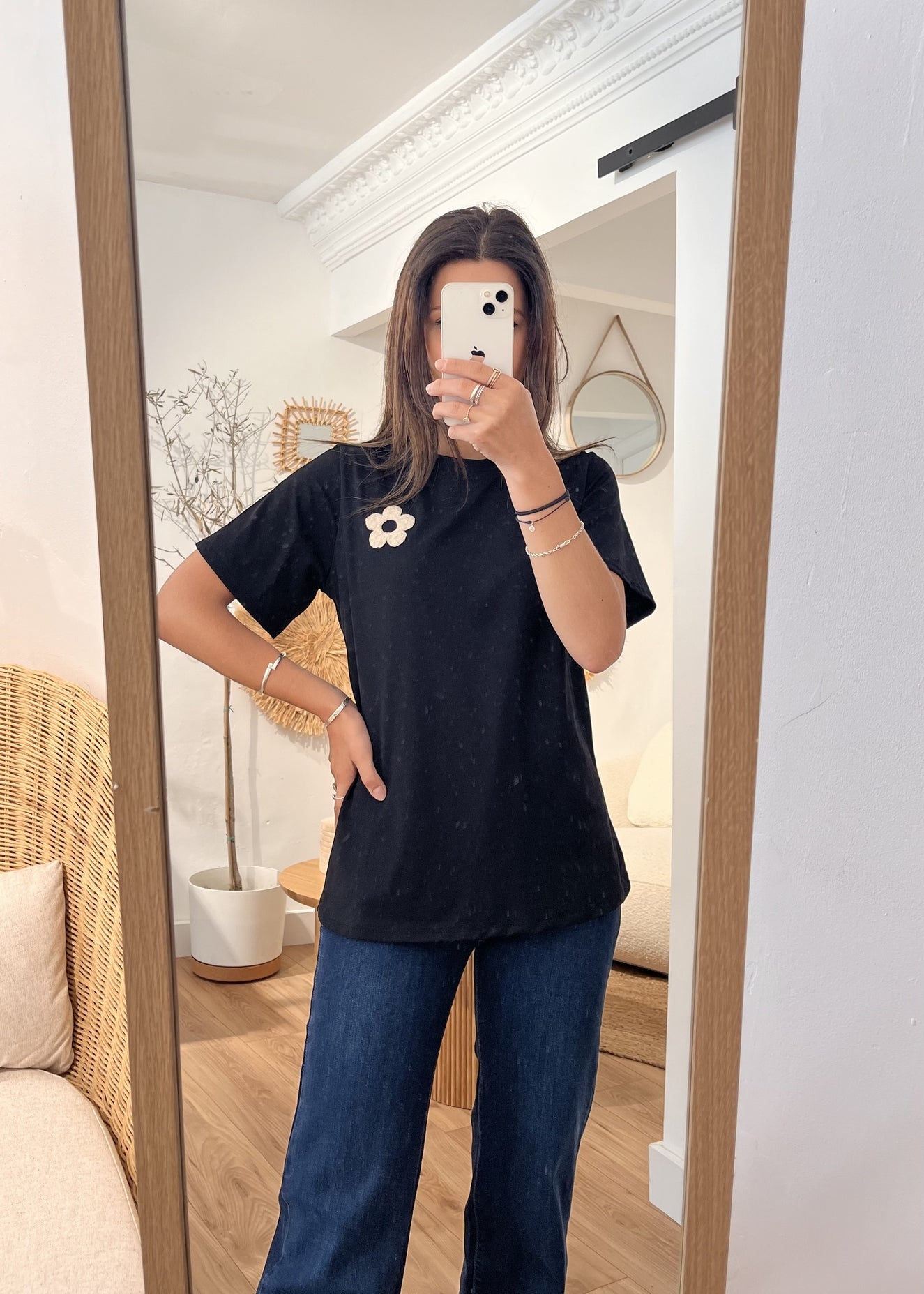 Tee-shirt flower NOIR