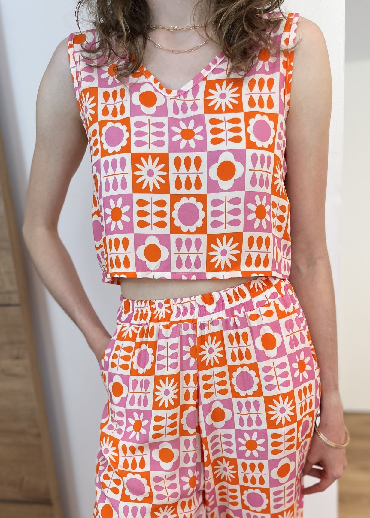 Top fleuri en viscose Solène MULTI FLEURS BLANC