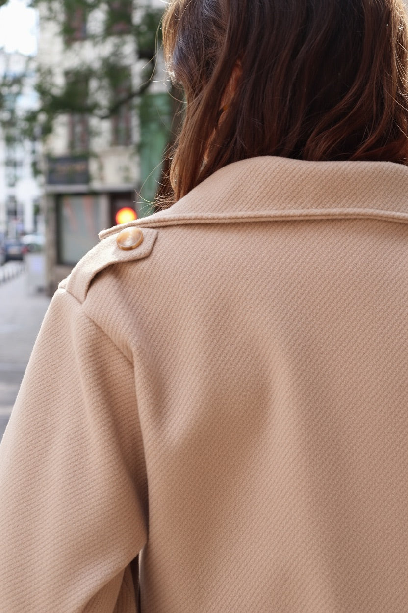 Veste Lili - coupe courte ceinturée ECRU