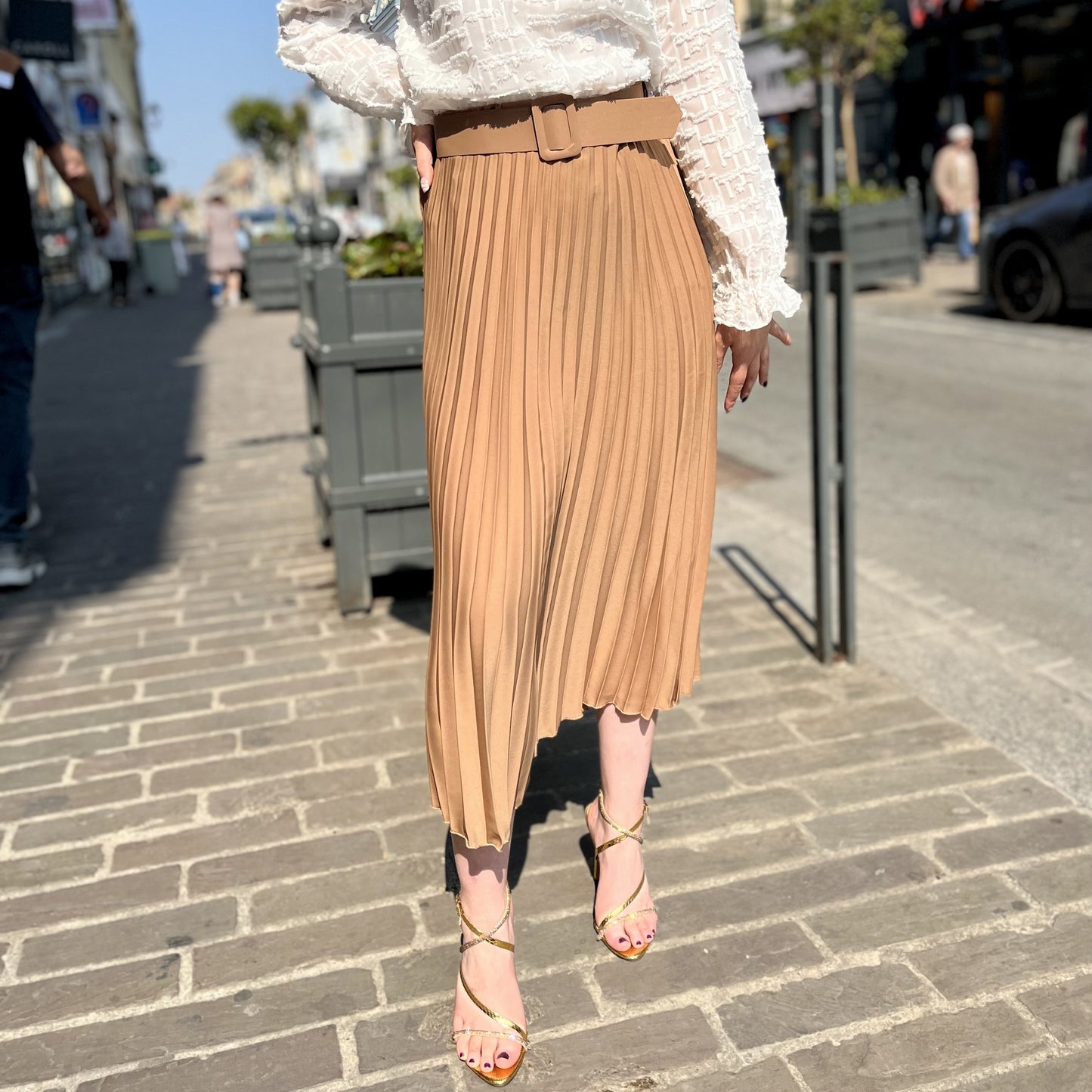 Jupe plissee longue CAMEL