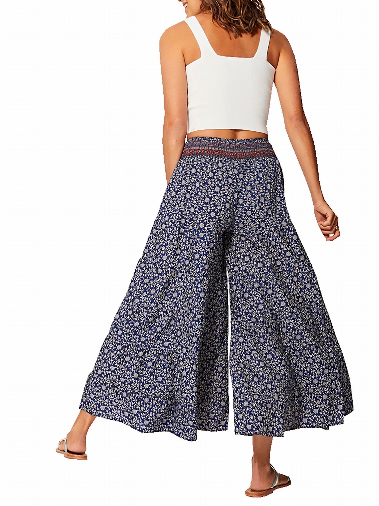 Pantalon fluide bariolé BLEU