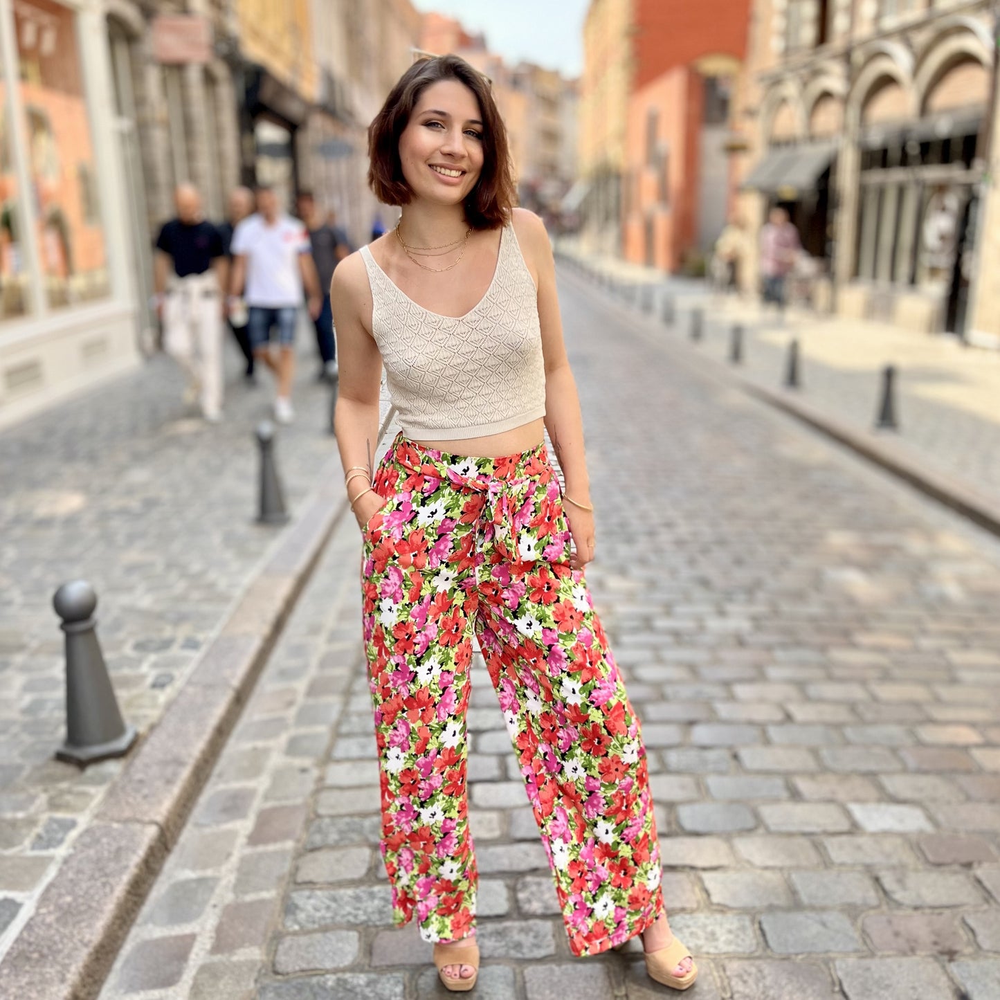 Pantalon fluide imprimé ROUGE