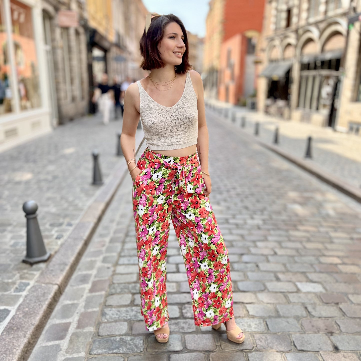 Pantalon fluide imprimé ROUGE