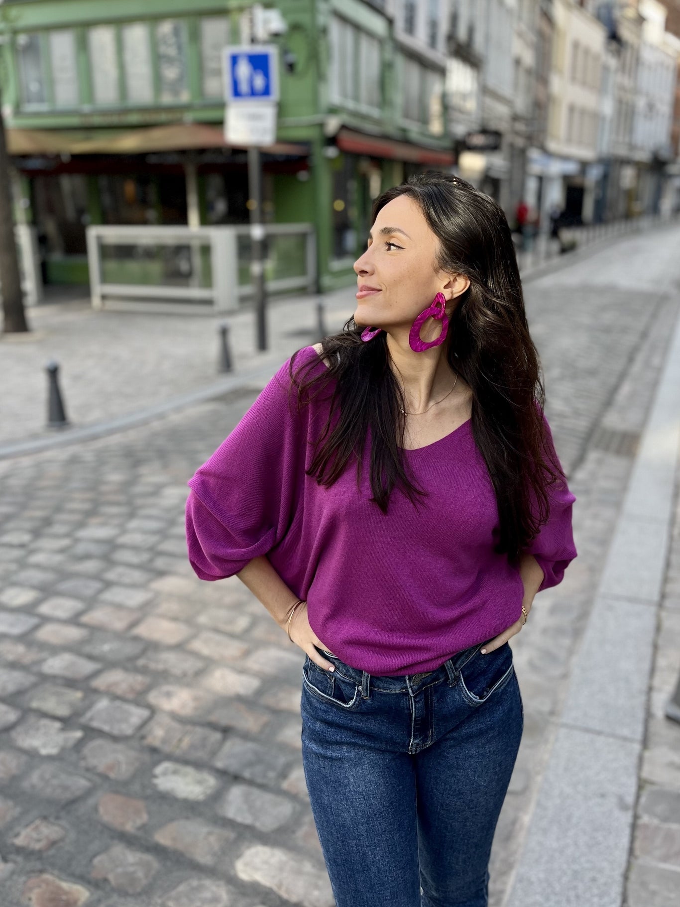 Pull manches chauve-souris MAUVE