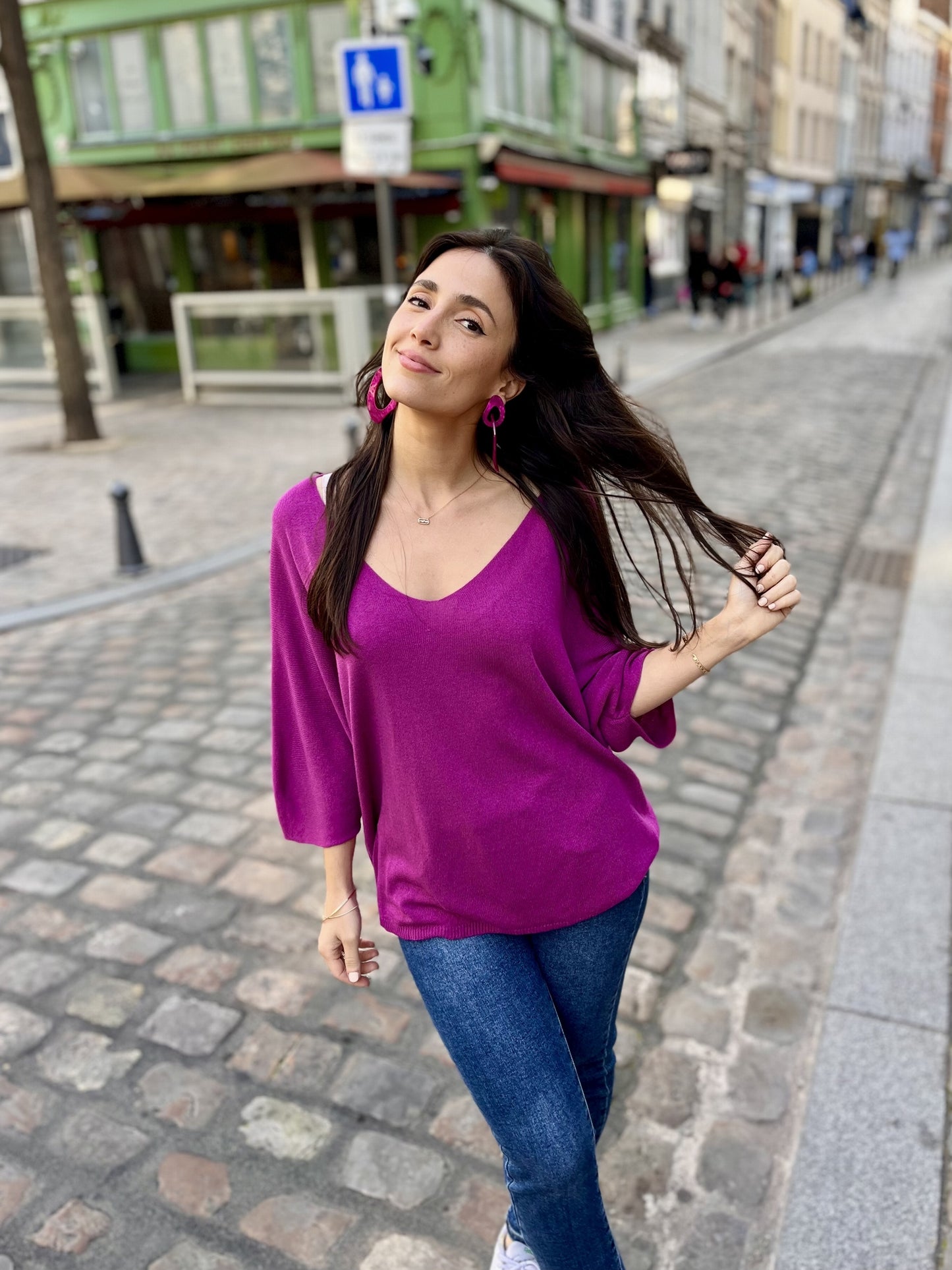 Pull manches chauve-souris MAUVE