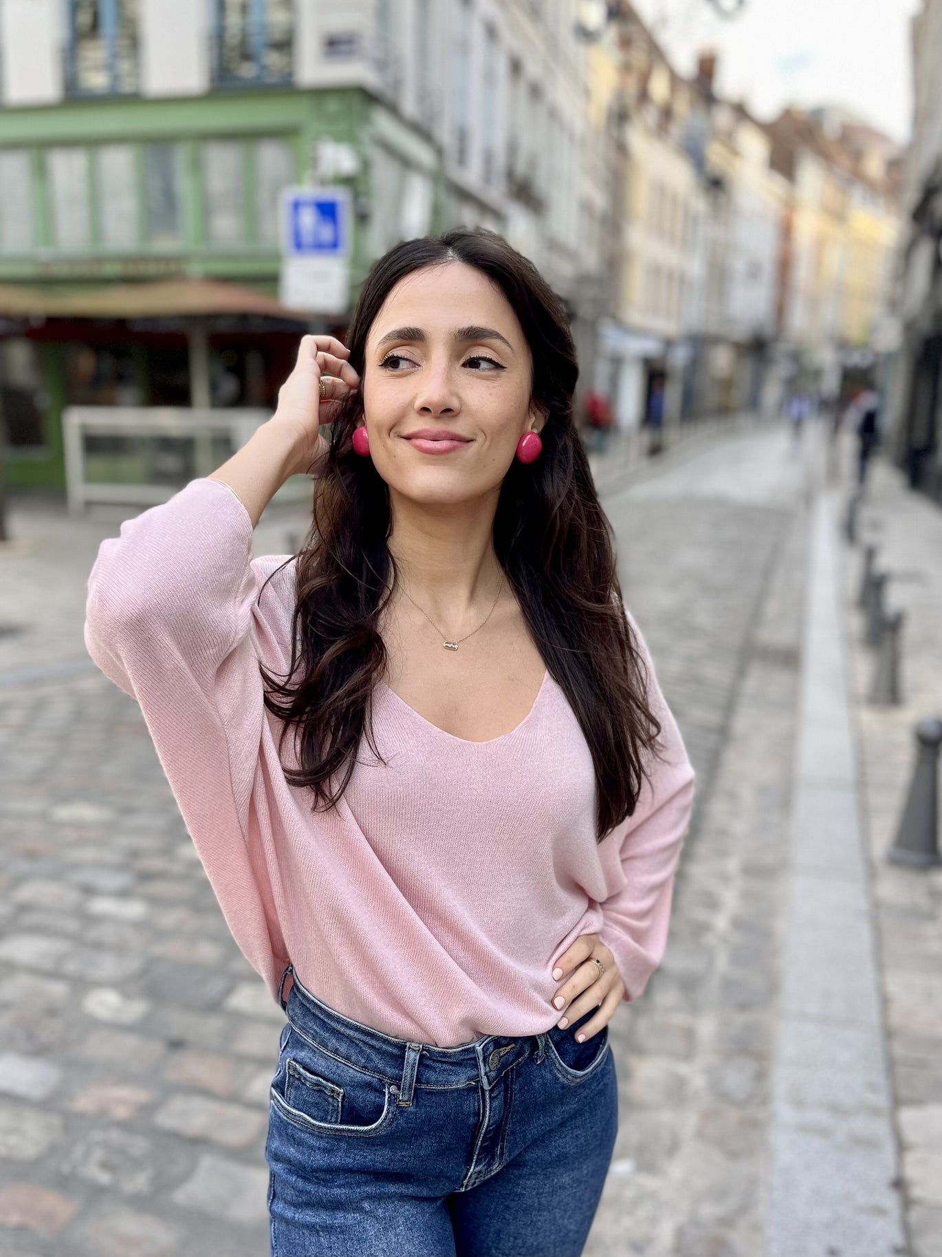Pull manches chauve-souris ROSE