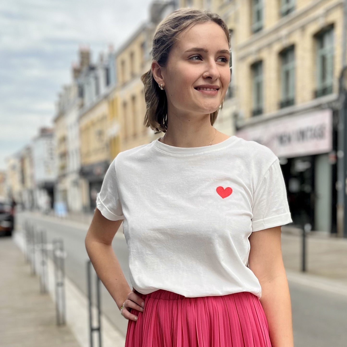 Tee shirt BLANC COEUR FRAMB
