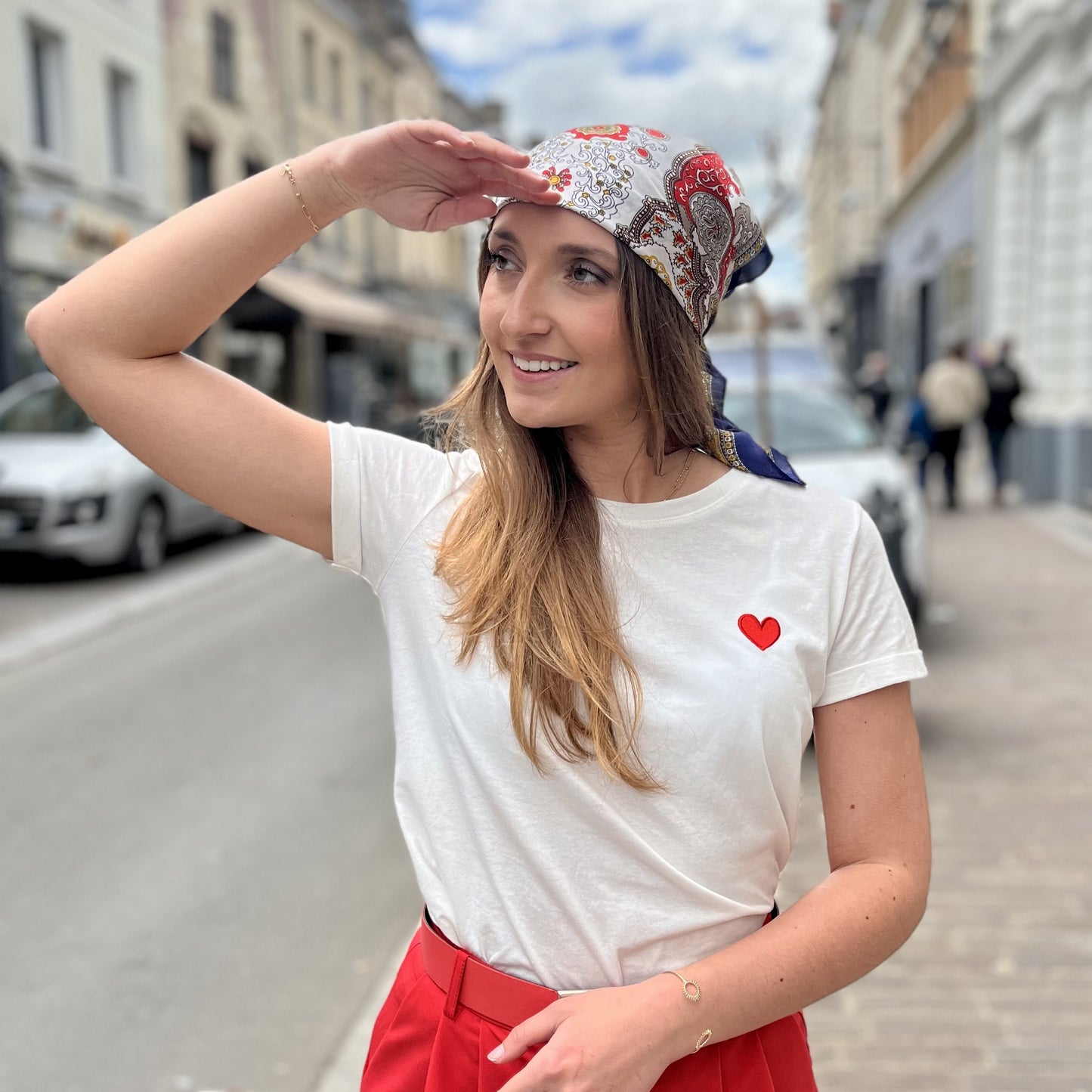 Tee shirt BLANC COEUR ROUGE