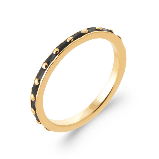 Bague plaqué or	 & émail noir