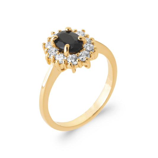 Bague plaque or Marguerite & brillants