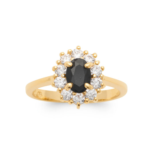 Bague plaque or Marguerite & brillants