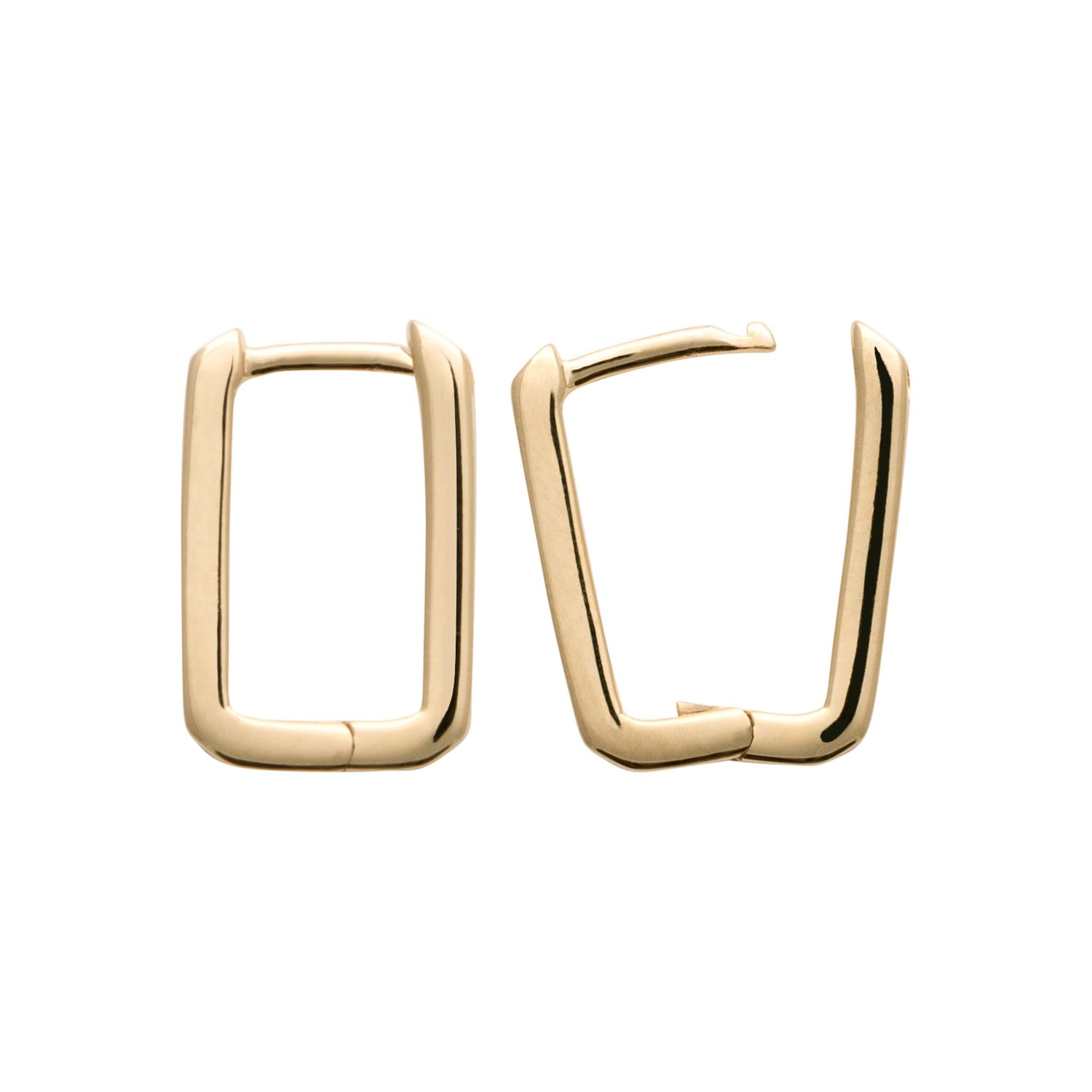 Créoles plaqué or 14 mm - rectangulaires