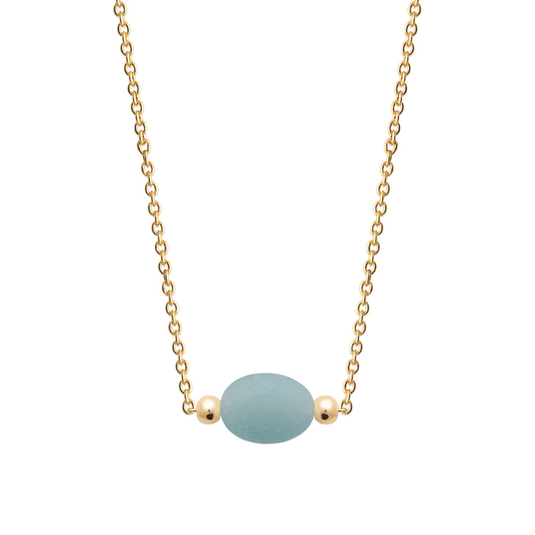 Collier plaqué or &amp; pierre naturelle amazonite