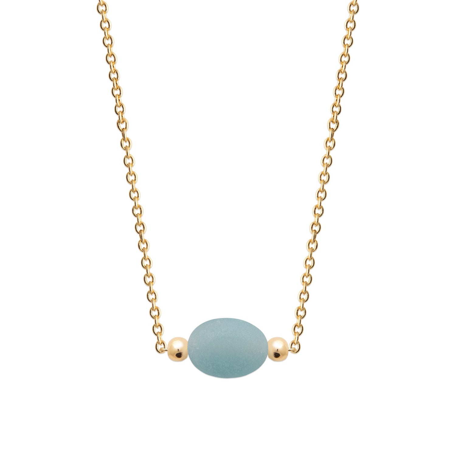 Collier plaqué or &amp; pierre naturelle amazonite