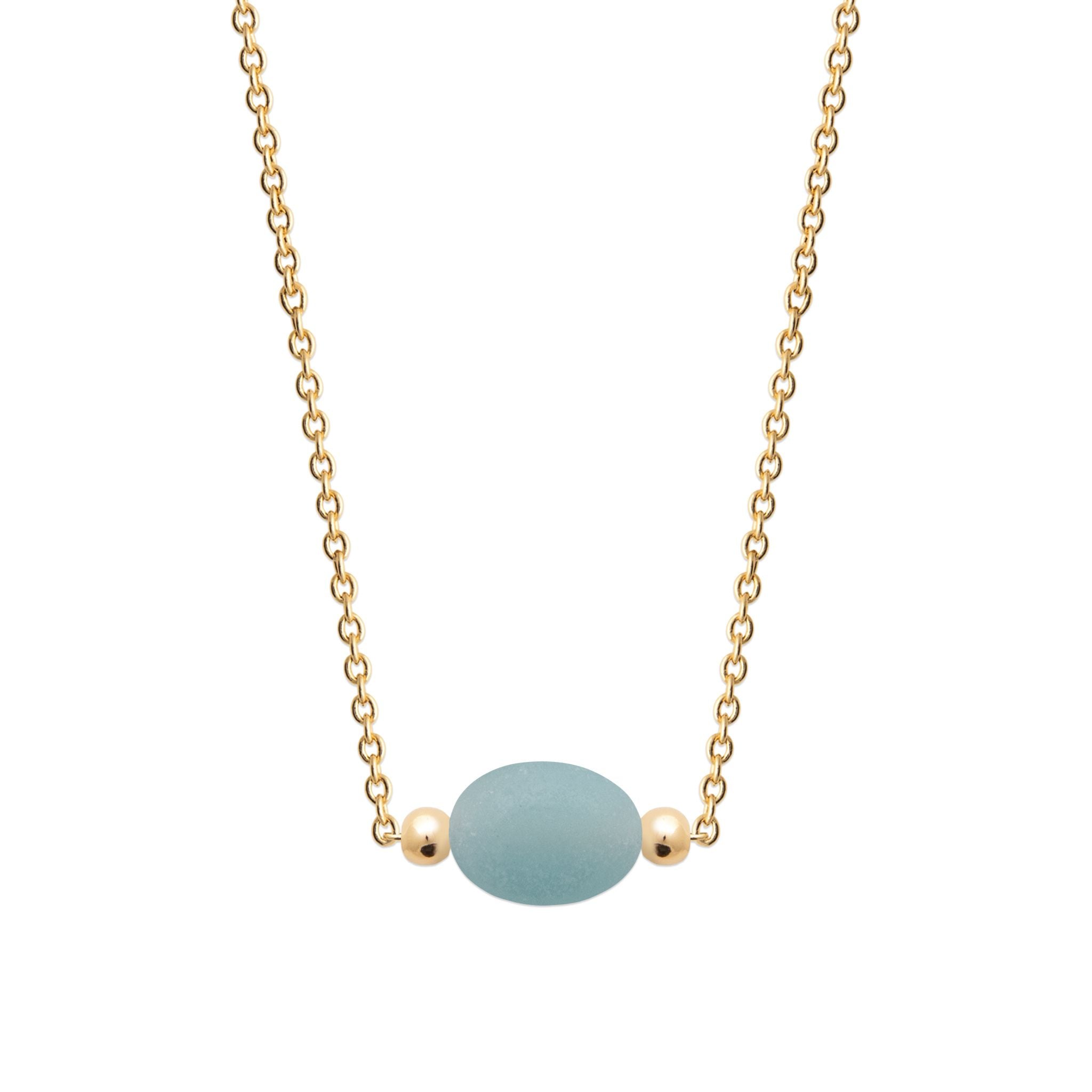 Collier plaqué or &amp; pierre naturelle amazonite