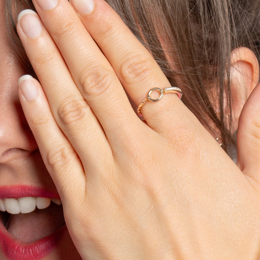 Bague plaqué or & brillant 