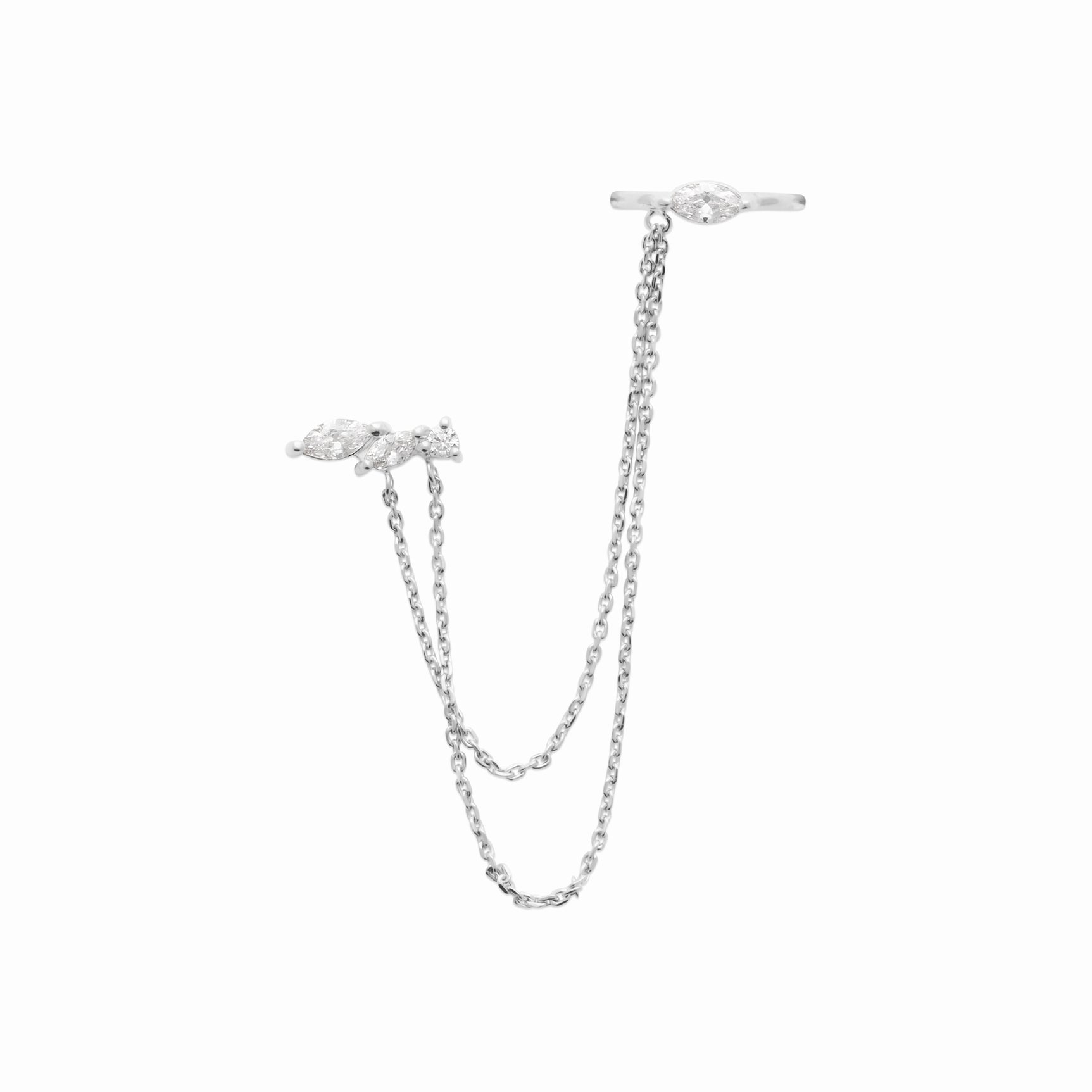 Boucles argent rhodié & brillants 