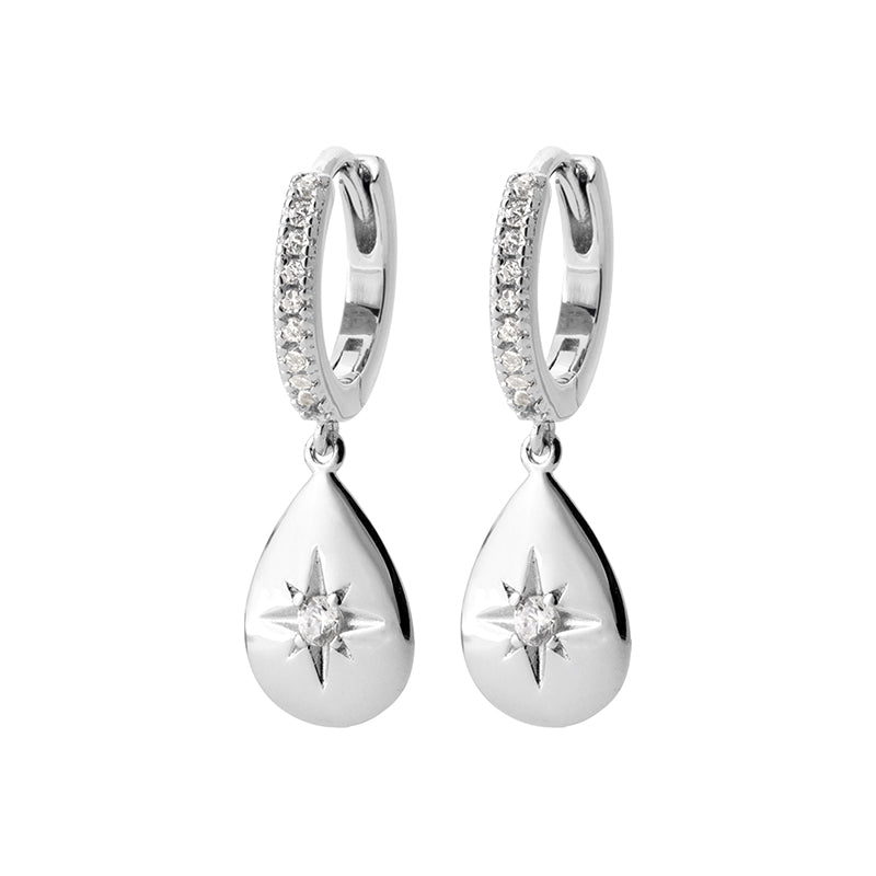 Boucles argent rhodié & brillants 