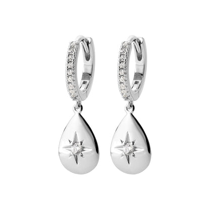 Boucles argent rhodié & brillants 