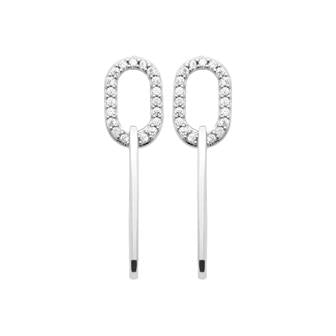 Boucles argent rhodié & brillants