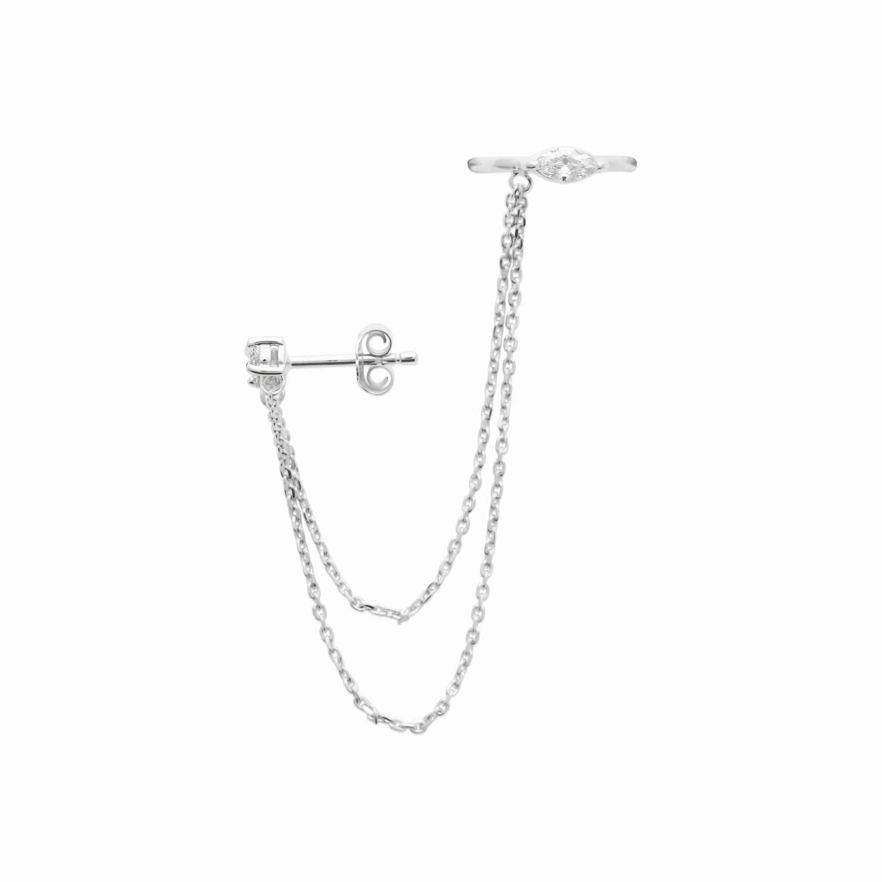 Boucles argent rhodié & brillants 