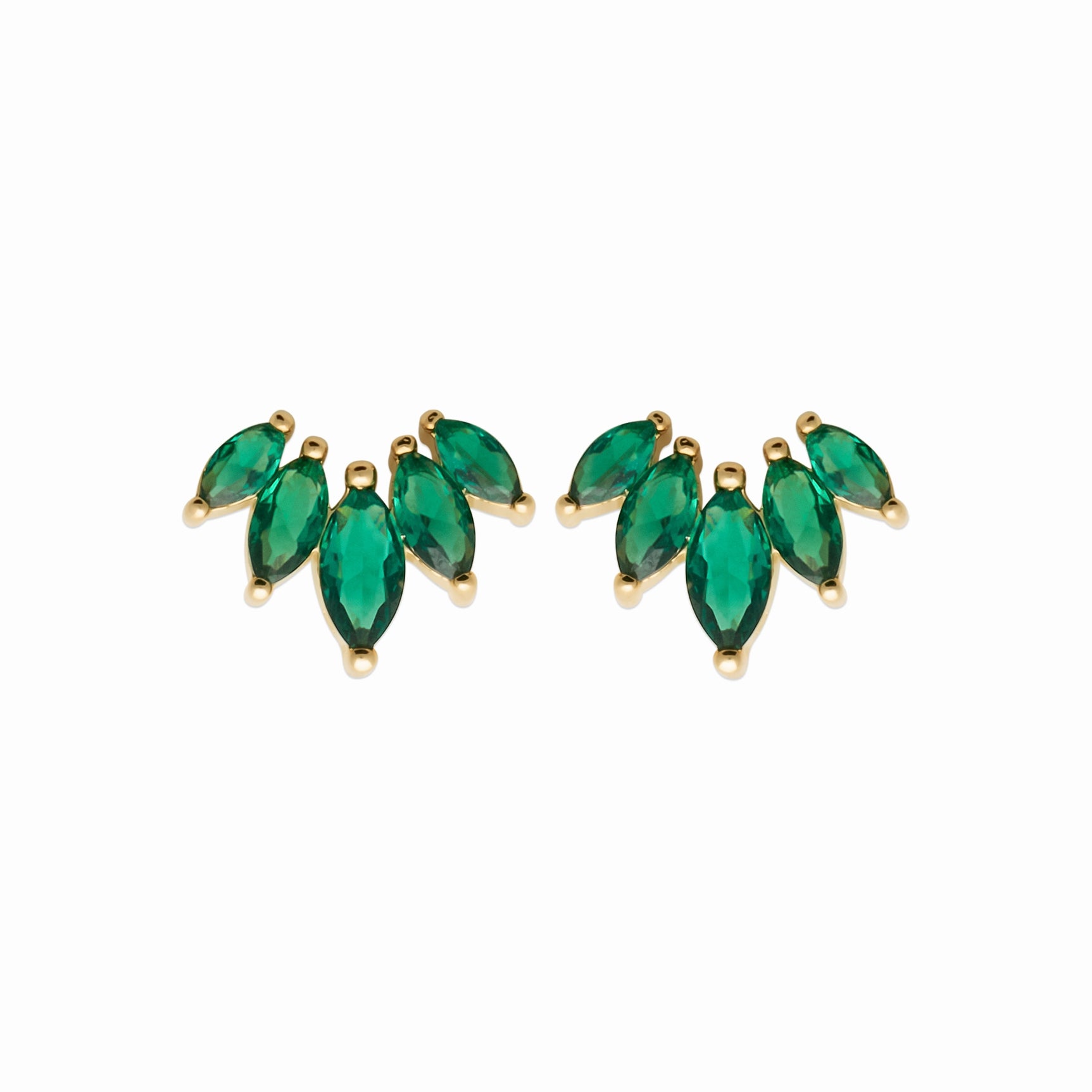 Boucles plaqué or & pierres vertes 